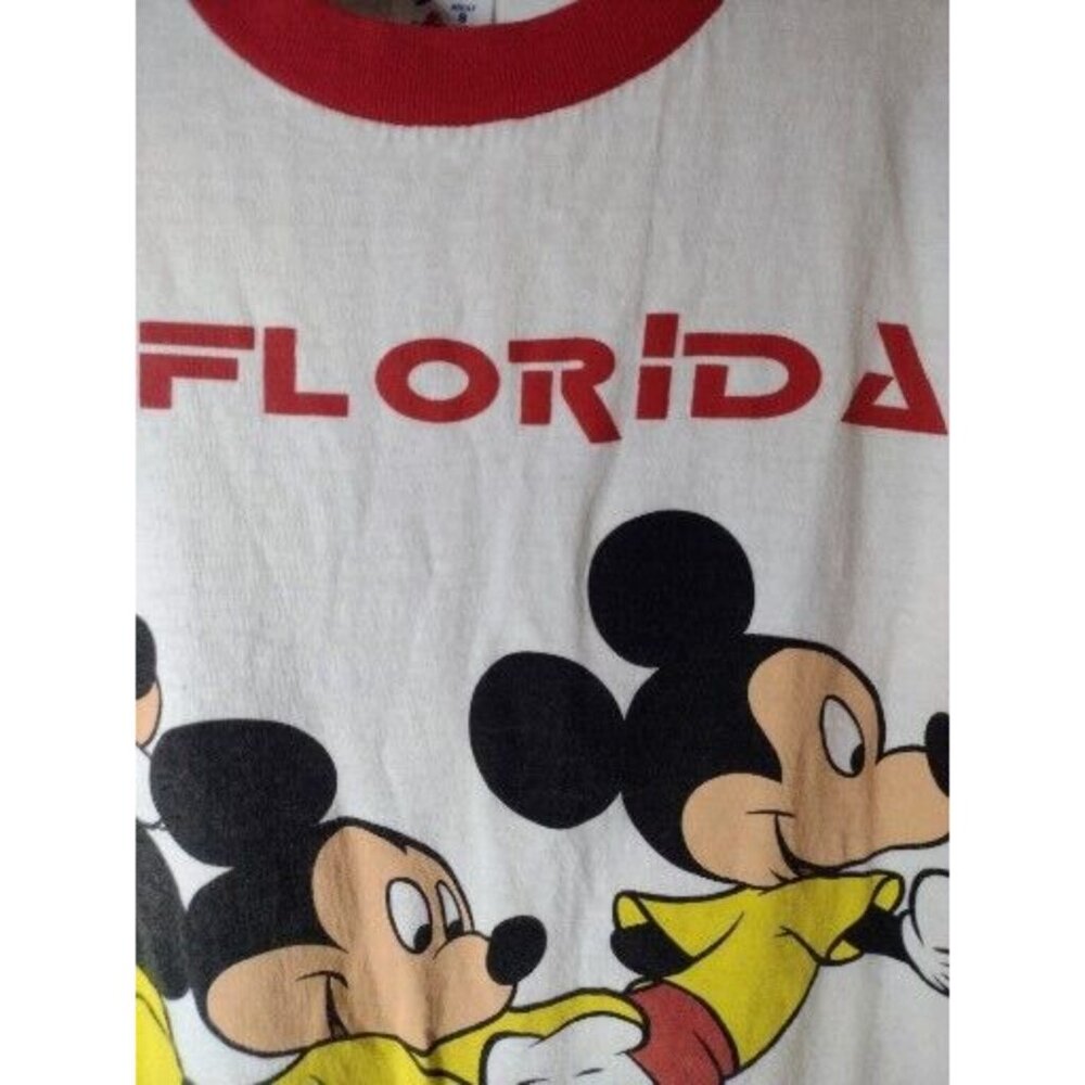 Mickey Mouse Fla Double Sided Single Stitch T Shirt Size S Velva Sheen Vtg 80s - Picture 2 of 6
